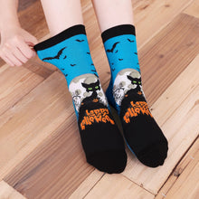 Load image into Gallery viewer, black cat halloween socks for women
