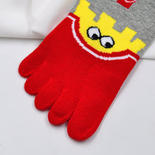 Load image into Gallery viewer, cute fries 5 finger socks for women