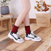 Load image into Gallery viewer, red polka dots crew socks