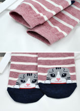 Load image into Gallery viewer, stripes cat socks for women