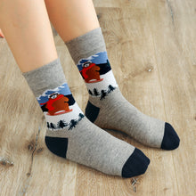 Load image into Gallery viewer, Artfasion's Christmas Bundle Wine Red Fluffy Hooded Bathrobe Plus Cute Christmas Socks (5 Pairs)