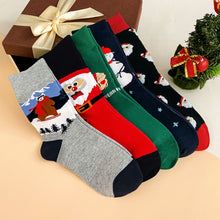 Load image into Gallery viewer, Artfasion's Christmas Bundle Wine Red Fluffy Hooded Bathrobe Plus Cute Christmas Socks (5 Pairs)
