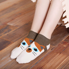 Load image into Gallery viewer, cute cat face ankle socks