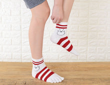 Load image into Gallery viewer, red and white stripes gym socks for women