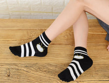 Load image into Gallery viewer, black and white stripes cotton crew socks