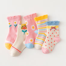 Load image into Gallery viewer, Artfasion Spring Design Flower Pink Socks for Girls Kids, 5 Pairs