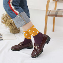 Load image into Gallery viewer, yellow polka dots crew socks for women
