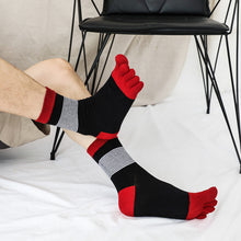 Load image into Gallery viewer, black and red hiking crew socks for men