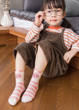 Load image into Gallery viewer, pink stripes crew socks for girls