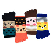 Load image into Gallery viewer, 4 pairs 5 finger socks for women