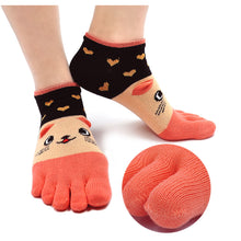 Load image into Gallery viewer, cute peach animal toe socks