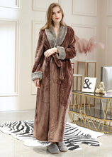 Load image into Gallery viewer, Fluffy Brown Bathrobe with wide shawl collar
