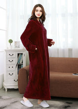Load image into Gallery viewer, Artfasion's Christmas Bundle Wine Red Zip Up Bathrobe Plus Cute Christmas Socks (5 Pairs)