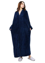 Load image into Gallery viewer, zip up flannel bathrobe