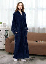 Load image into Gallery viewer, Artfasion's Christmas Gift Bundle Navy Blue Zip Up Bathrobe Plus Cute Christmas Socks (5 Pairs)