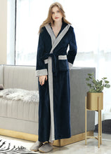 Load image into Gallery viewer, Artfasion's Christmas Bundle Navy Blue Hooded Bathrobe Plus Cute Christmas Socks (5 Pairs)
