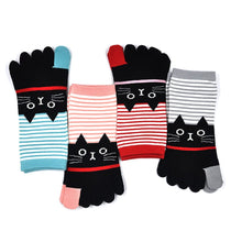 Load image into Gallery viewer, 5 finger cat socks for women