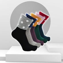 Load image into Gallery viewer, Artfasion Polka Dots Design 5 Finger Crew Socks for Women, 5 Pairs