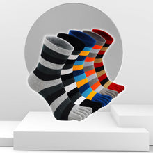 Load image into Gallery viewer, Artfasion Colorful Vibrant Striped Crew 5 Finger Socks for Men, 5 Pairs