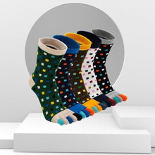 Load image into Gallery viewer, Artfasion Vibrant Colors 5 Finger Crew Socks with Square patterns for Men, 5 Pairs