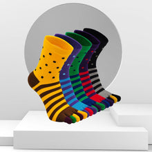 Load image into Gallery viewer, Artfasion Colorful Vibrant Striped Crew 5 Finger Socks for Men, 5 Pairs