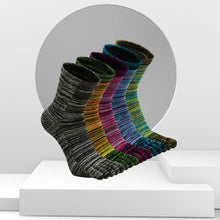 Load image into Gallery viewer, Artfasion Colored Athletic Crew 5 Finger Socks for Men, 5 Pairs
