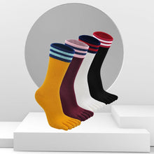Load image into Gallery viewer, Artfasion Classic Design 5 Finger Crew  Socks for Women, 4 Pairs