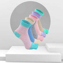Load image into Gallery viewer, Artfasion Cute 5 Finger Colorful Plain Socks for Women, 5 Pairs