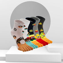 Load image into Gallery viewer, Artfasion Cute Food Design 5 Finger Crew Socks for Women, 5 Pairs