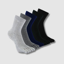 Load image into Gallery viewer, Artfasion Plain Neutral Colors Cotton Crew 5 Finger Socks for Men, 5 Pairs