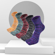 Load image into Gallery viewer, Artfasion Mixed Colors 5 Finger Crew Socks for Men, 5 Pairs