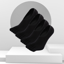 Load image into Gallery viewer, Artfasion  Plain Black No show  5 Finger Toe  Socks for Men, 4 Pairs