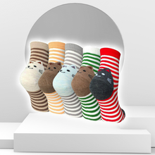 Load image into Gallery viewer, Artfasion Cute Stripes Cat Design Crew Socks for Women, 5 Pairs