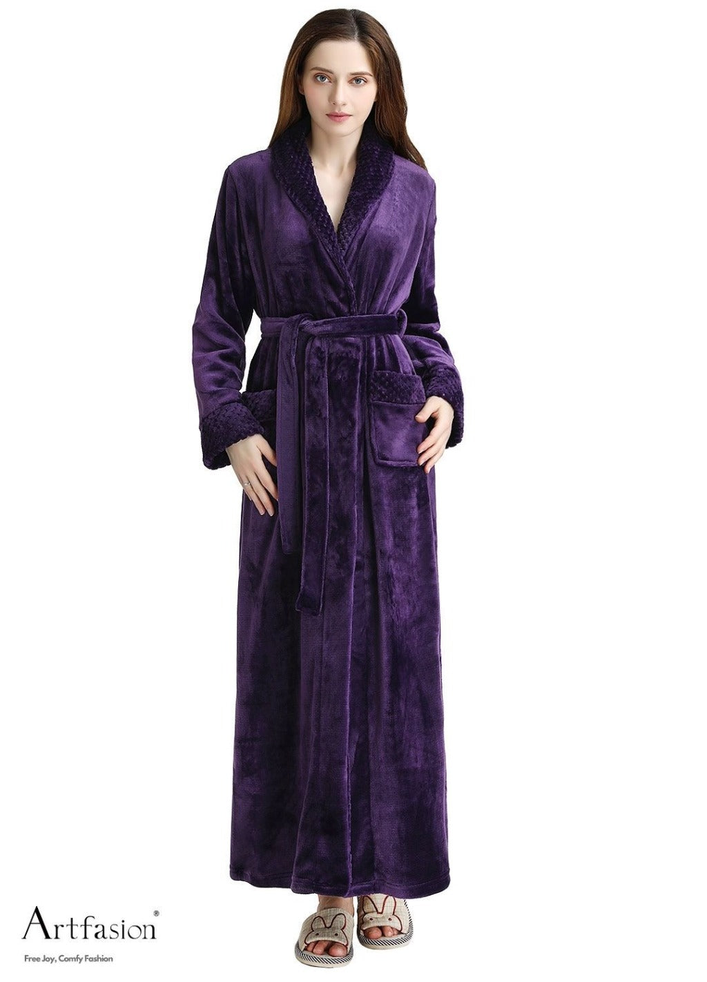 Artfasion Purple Unisex Long Flannel Dressing Gown Bathrobe for Men and  Women Bridesmaids and Bridal Robes Purple Wedding Gift Ideas for any  occasion