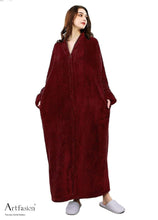 Load image into Gallery viewer, Wine red zip up bathrobe