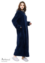 Load image into Gallery viewer, blue flannel bathrobe