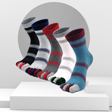 Load image into Gallery viewer, Artfasion Mixed Colors Athletic Crew 5 Finger Socks for Men, 5 Pairs