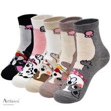 Load image into Gallery viewer, 5 pairs cute puppy dog socks for women