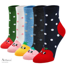 Load image into Gallery viewer, 5 pairs fruit crew socks for women