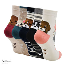 Load image into Gallery viewer, cute dog crew socks for women