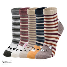 Load image into Gallery viewer, stripes animal crew socks for women
