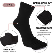 Load image into Gallery viewer, plain black 5 finger socks for men