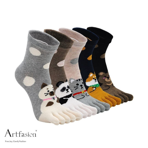 5 pairs animal socks for women