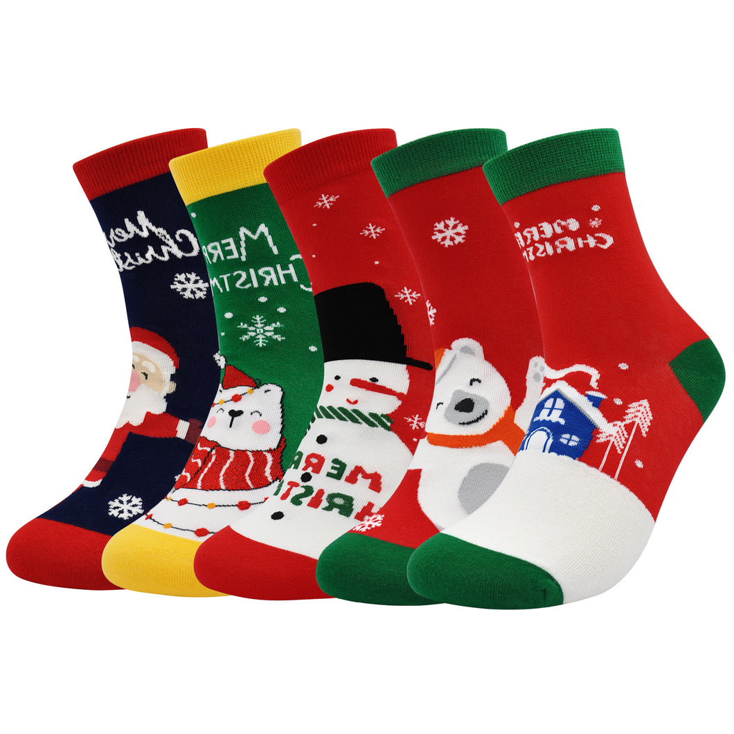 Artfasion Womens Ankle Socks Holidays Christmas Design Novelty Funny Cute Crew Socks Gift for Women, 5 Pairs