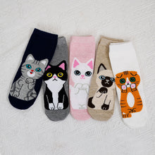 Load image into Gallery viewer, Girls Socks，LOFIR Soft Cotton Animal Patterns Crew Cute Toddler Socks, Breathable &amp; Seamless, Novelty Socks Cat Socks Age 2-12 Years, 5 Pairs
