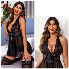 Load image into Gallery viewer, Lingerie For Women,LOFIR Sexy Lingerie Lace Babydoll Lingerie Chemises Night Intimates Dresses for Womens Ladies,2 Pieces See Through Sheer Lingerie,S-3XL Black Lingerie
