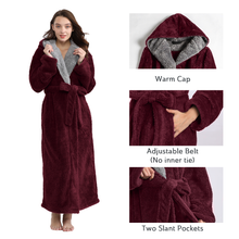 Load image into Gallery viewer, Artfasion Robes for Women, Full-Length Womens Robes, Soft Fleece Hooded Womens Bathrobes, Plush Long Bath Robe with Side Pocket, Winter Warm Plus Size Pajamas Gift for Women
