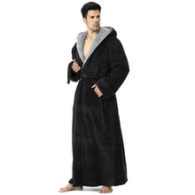 Load image into Gallery viewer, Artfasion Robes for Men,  Long Mens Robes, Warm Soft Plush Mens Robe with Hood, Plus Size Plus Thick Robe for Men with Side Pocket and Belt, Bathrobes for Men Gifts
