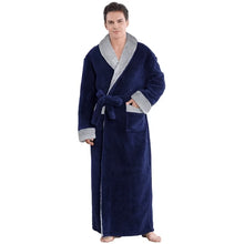 Load image into Gallery viewer, Robes for Men,  Long Mens Robes, Warm Soft Plush Mens Robe with Hood, Plus Size Plus Thick Robe for Men with Side Pocket and Belt, Bathrobes for Men Gifts
