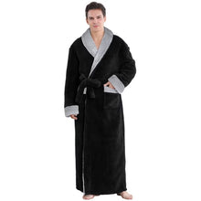 Load image into Gallery viewer, Robes for Men,  Long Mens Robes, Warm Soft Plush Mens Robe with Hood, Plus Size Plus Thick Robe for Men with Side Pocket and Belt, Bathrobes for Men Gifts
